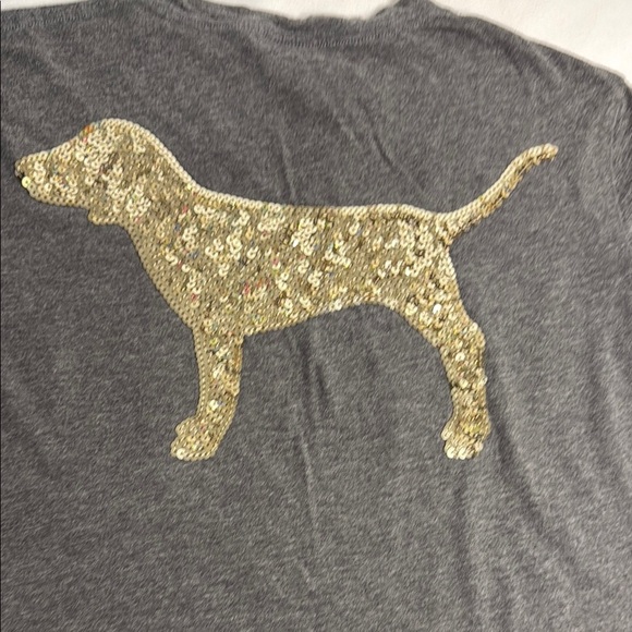 PINK Victoria's Secret Gray Short Sleeve Tee Classic Fit - Picture 6 of 6